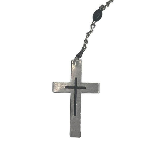 Vintage Traditional Black Beaded Rosary Beads INRI Prayer 20 in - Picture 4 of 5